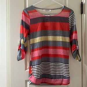 Striped long sleeve shirt.